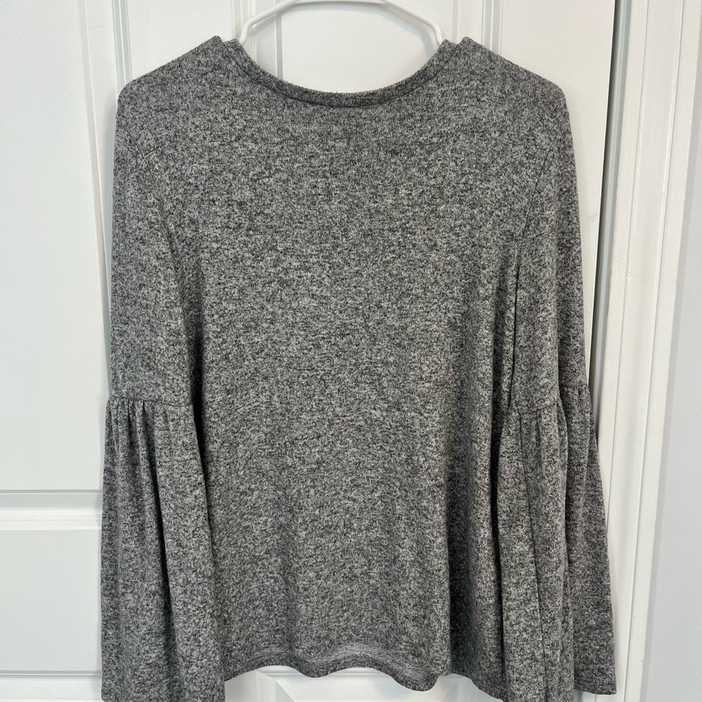 Zara Gray knit Long bell Sleeve relaxed fit sweater top